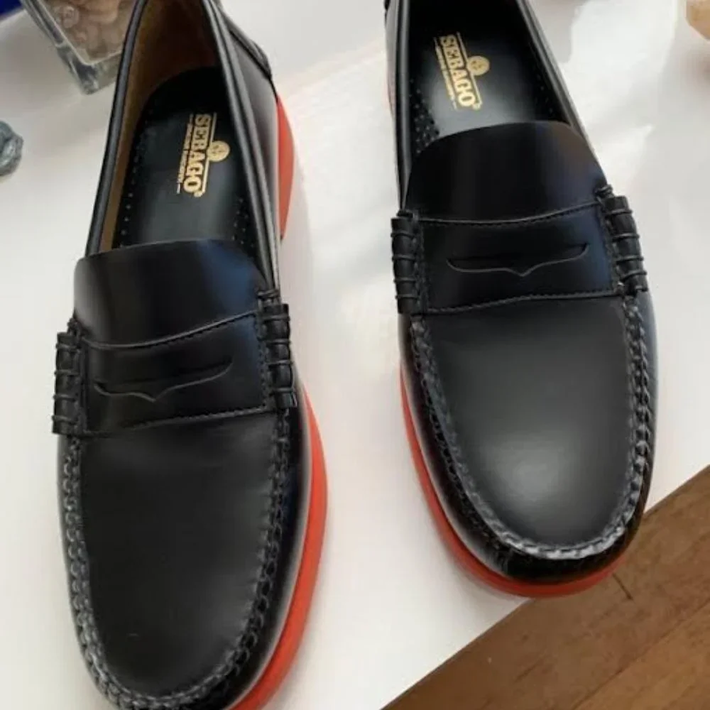 Sebago Men's Dan Polaris Black/Red Boat (loafers) Shoes 71112RW